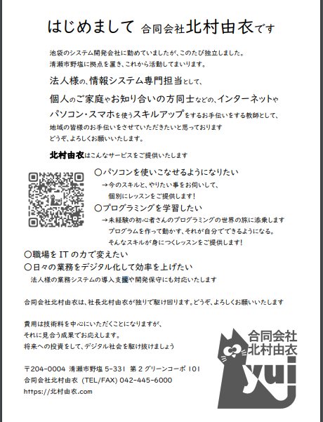 投函したチラシ。後続のPDFリンク資料の画像版